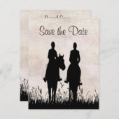Horseback Riding Equestrian Wedding Save the Date (Voorkant / Achterkant)