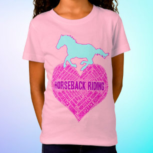 Horseback Riding Heart met wilde Pony T-shirt