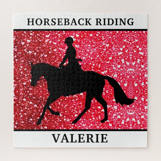 Horseback Riding Horse & Rider Hearts Puzzle (Vertical)