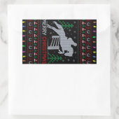 Horseback Riding Jumping Merry Kerstmis Rechthoekige Sticker (Tas)