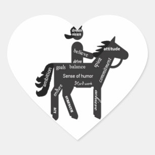 Horseback Riding, Motivatie woorden, sport Hart Sticker