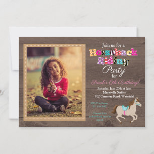 Horseback Riding Photo Birthday Party Invitation Kaart