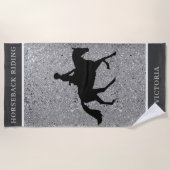 Horseback Riding Shiny Silver Beach Towel Strandlaken (Voorkant)