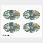 HORSEMAN SCARECROW & MULE STICKERS Oval (Feuille)