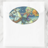 HORSEMAN SCARECROW & MULE STICKERS Oval (Sac)