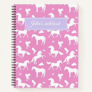 Horseriding Custom Naam Paardensport Gift Roze Notitieboek