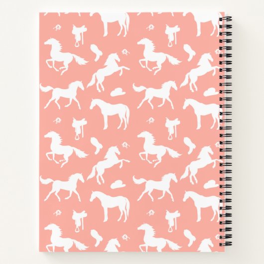 Horseriding Custom Name Equestrian Gift Peach Notitieboek (Achterkant)
