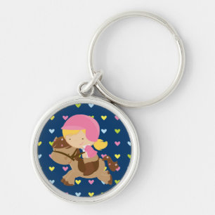 Horseriding Hearts Premium Round Sleutelhanger