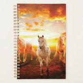 Horses at sunset throw pillow (Devant)