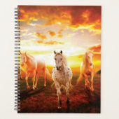 Horses at sunset throw pillow (Devant)