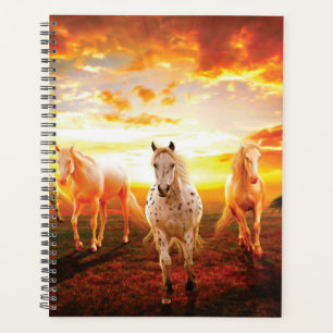 Horses at sunset throw pillow
