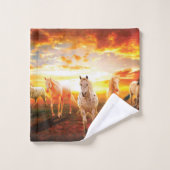 Horses at sunset throw pillow (Gant de toilette)