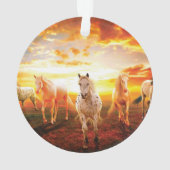 Horses at sunset throw pillow (dos)