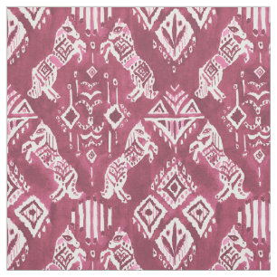 HORSES DIE HET Rode Ikat Boho-tribale patroon KENN Stof