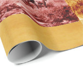 HORSES GRAZEN, Antiek rood bruin geel groen Cadeaupapier (Rol Hoek)