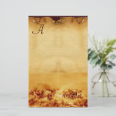 HORSES GRAZING PARCHMENT MONOGRAM brown sepia Briefpapier (Staand voorkant)