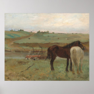 Horses in a Meadow - Edgar Degas Fine Art Poster