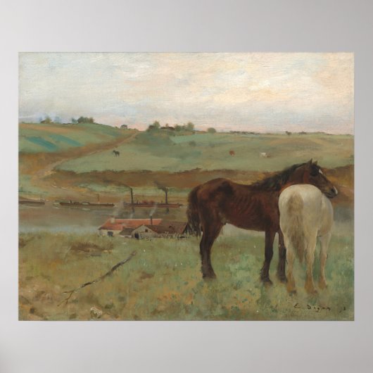 Horses in a Meadow - Edgar Degas Fine Art Poster (Devant)