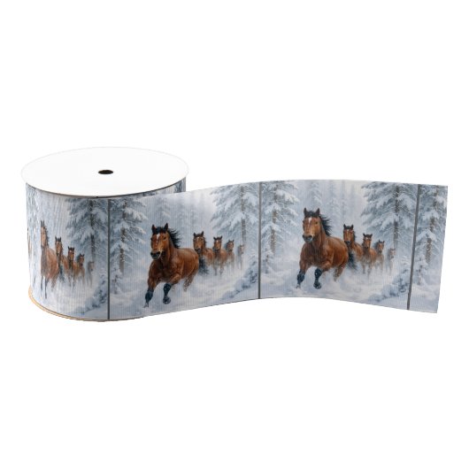 Horses Running Through a Snowy Forest Grosgrain Lint (Spoel)