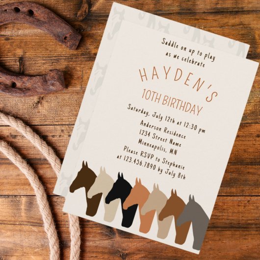 Horses Silhouette Birthday Invitation Kaart