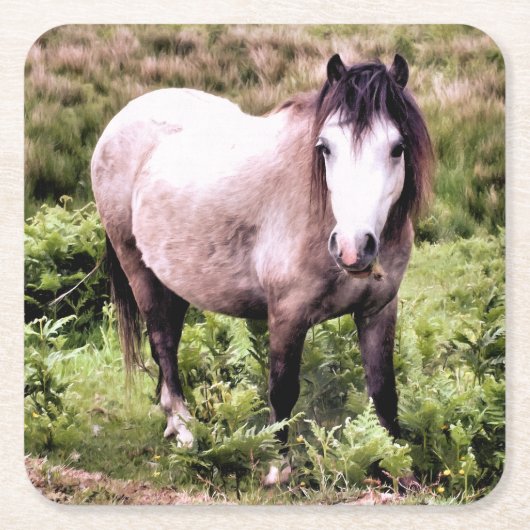 HORSES VIERKANTE KARTONNEN ONDERZETTER (Voorkant)