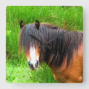 HORSES VIERKANTE KLOK