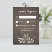 Horseshoe Baby's Breath Rustic Wedding Cartes RSVP (Debout devant)