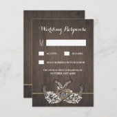 Horseshoe Baby's Breath Rustic Wedding Cartes RSVP (Devant / Derrière)