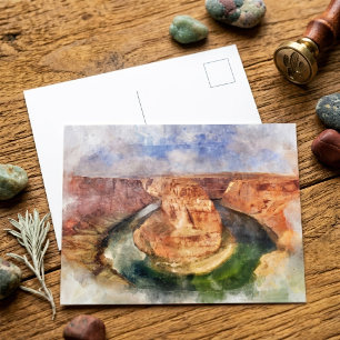 Horseshoe Bend Waterverf Grand Canyon Landschap Briefkaart