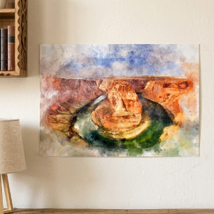 Horseshoe Bend Waterverf Grand Canyon Landschap Poster