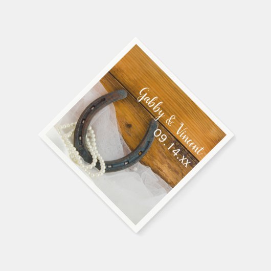 Horseshoe en Parels Country Western Bruiloft Servetten (Hoek)