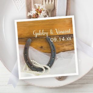 Horseshoe en Parels Country Western Bruiloft Servetten