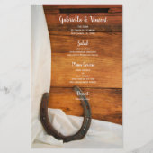 Horseshoe et Satin Country Western Mariage Menu (Devant)