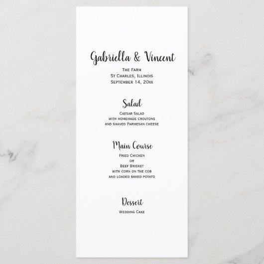 Horseshoe et Satin Country Western Mariage Menu (Dos)
