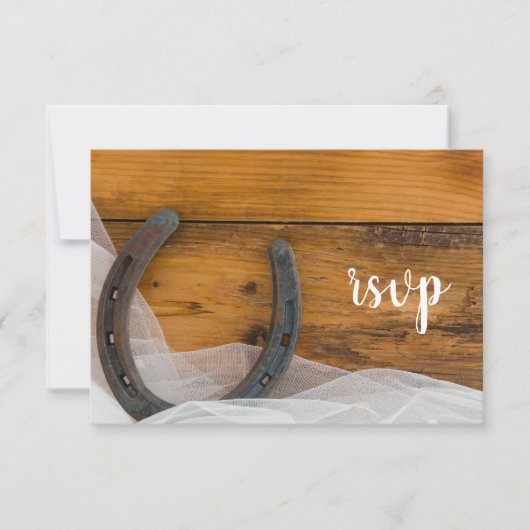 Horseshoe et Voile Western Grange Wedding RSVP (Devant)