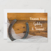 Horseshoe et Voile Western Mariage Merci Note (Devant)