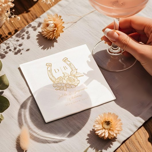 Horseshoe Floral Occidental Monogramme de mariage