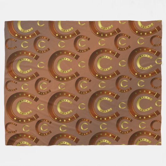 horseshoe, gold brown pattern fleece deken (Voorkant (Horizontaal))