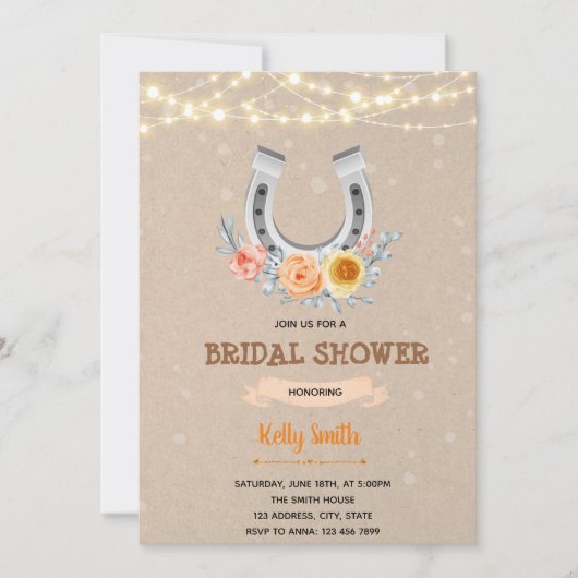 Horseshoe invitation de douche nuptiale (Devant)