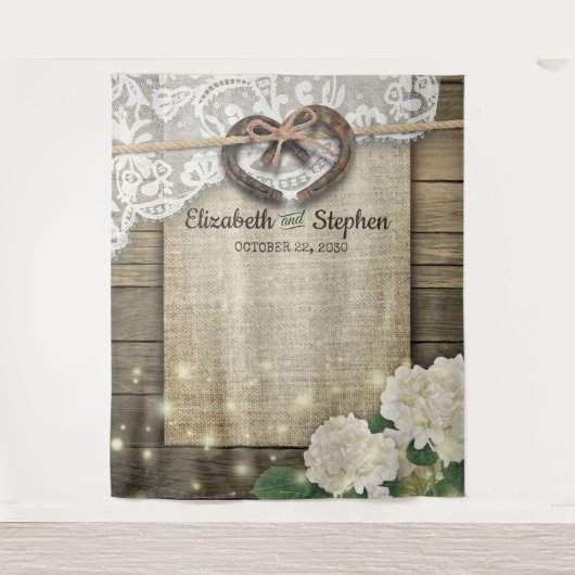 Horseshoe Kant Hydrangea Houten Fotobooth Achtergr Wandkleed (Voorkant)