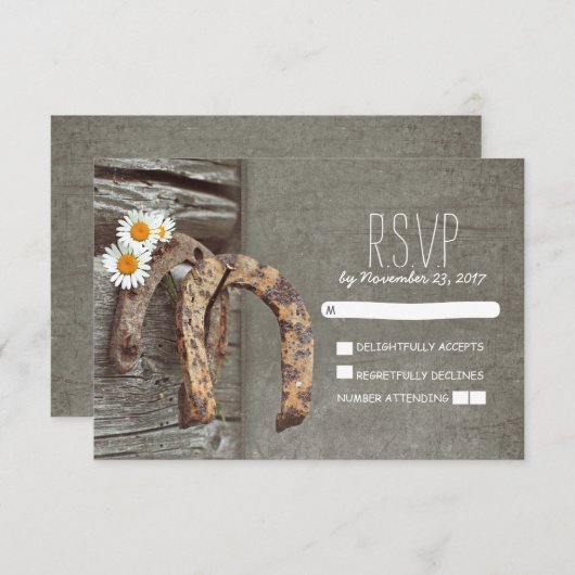 Horseshoe pays mariage rustique cartes RSVP (Devant / Derrière)