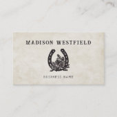 Horseshoe Rose Equestrian Farm Ranch Horse Visitekaartje (Voorkant)