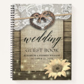Horseshoe Sunflower Mariage campagnard Livre d'or (Devant)