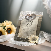 Horseshoe Sunflower Wood Wedding RSVP Répondre