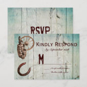 Horseshoe Wagon Wheel Barrel Wedding Cartes RSVP (Devant / Derrière)