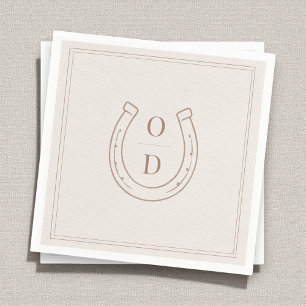 Horseshoe Western Country Bruin Monogram Bruiloft Servet
