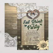 Horseshoe Zonnebloem Hout EET Drinken & Feest Huwe Kaart (Voorkant / Achterkant)