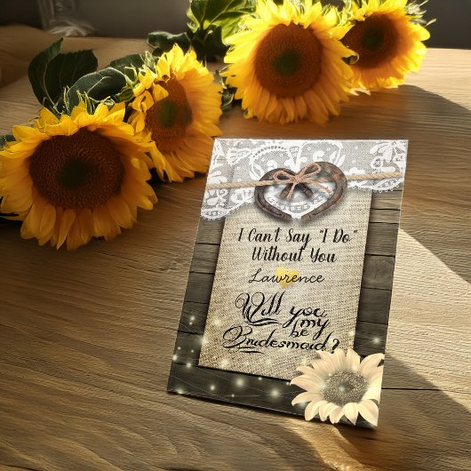 Horseshoe Zonnebloem Hout Wil Je Mijn Bruidsmeisje Kaart