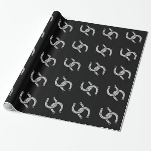 Horseshoes op zwart cadeaupapier