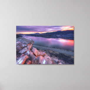 Horsetooth Reservoir Winter Sunset Canvas Afdruk